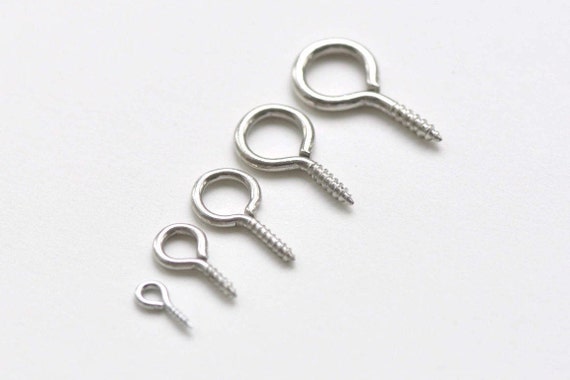 Large Screw Eye Pins Hooks Bails Platinum White Gold Tone 8mm/10mm