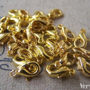 50 pcs Gold Tone Lobster Clasp 10mm A4133