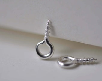 500 pcs Silver Mini Screw Eye Pins Hooks 4x8mm 19 gauge For Half Drilled Beads A6036