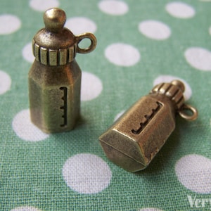 2 pcs of Antique Bronze Baby Bottle Pendants 10x29mm A4145