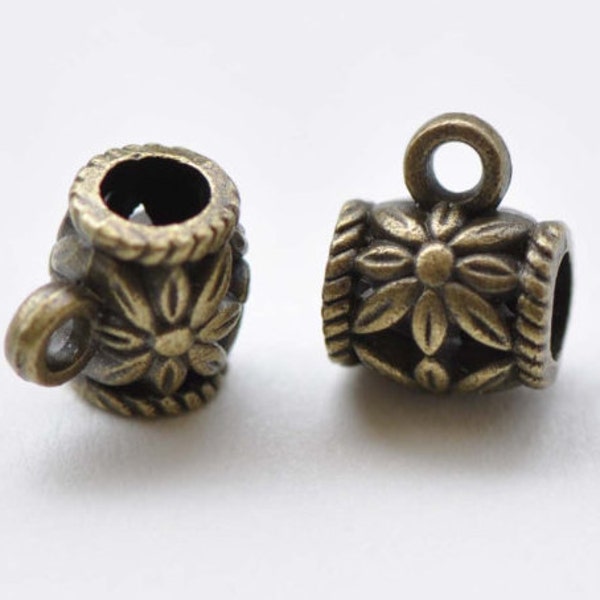30 Stück antike Bronze filigrane Blume Halskette Drum Bail Charms 7x8mm A8617