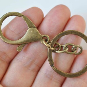 10 pcs Keychain Key Ring With Large Lobster Clasps Extension Chain Antique Bronze/Light Gold/Rhodium image 2