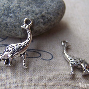 10 pcs of Antique Silver 3D Dinosaur Charms 22mm A1157