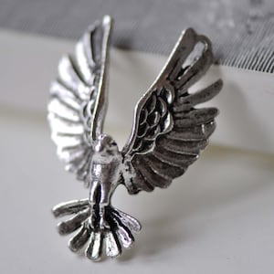 Flying Bird Connector Antique Silver Eagle Hawk Pendants 31x40mm Set of 10 A7874