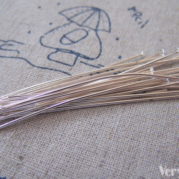 100 pcs of Silver Tone Iron  Headpin - 22G - 50mm A1559