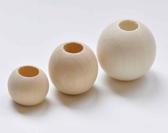 Large Hole Round Unfinished Lotus Wood Beads 12mm/15mm/20mm/25mm/30mm/35mm/40mm/50mm