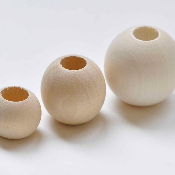 Large Hole Round Unfinished Lotus Wood Beads 12mm/15mm/20mm/25mm/30mm/35mm/40mm/50mm