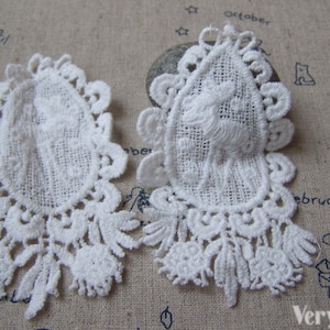 6 pcs of White Filigree Floral Deer Cotton Lace Doily 50x85mm A5005