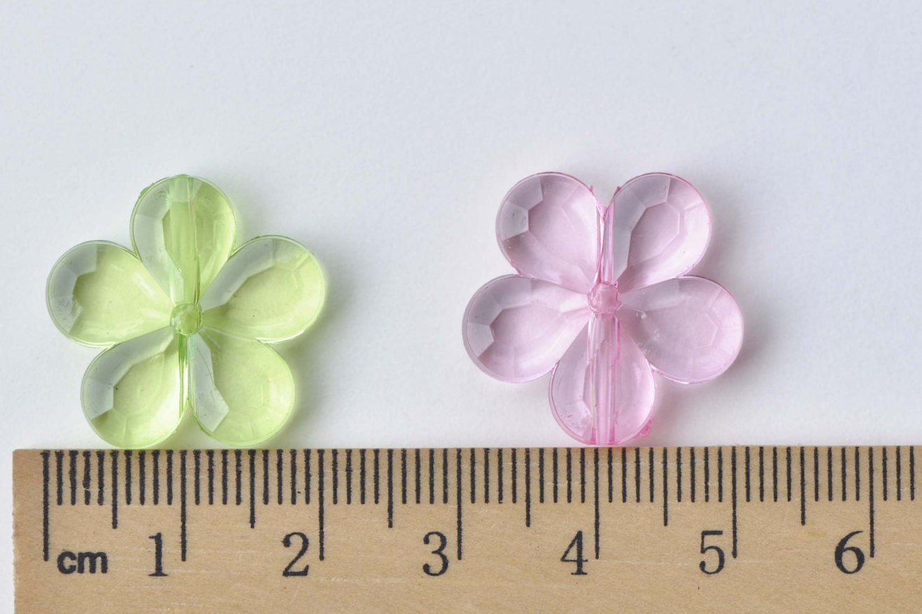 Acrylic Five Leaf Flower Beads Faceted Charms Mixed Color 14mm/20mm –  VeryCharms