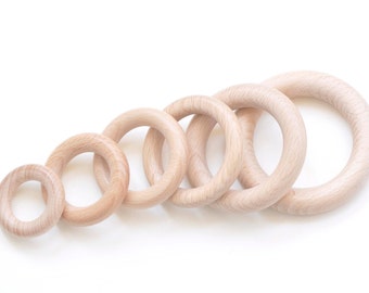 Round Unfinished High Quality Natural Beech Wood Ring Circle 40mm/50mm/55mm/60mm/70mm/80mm