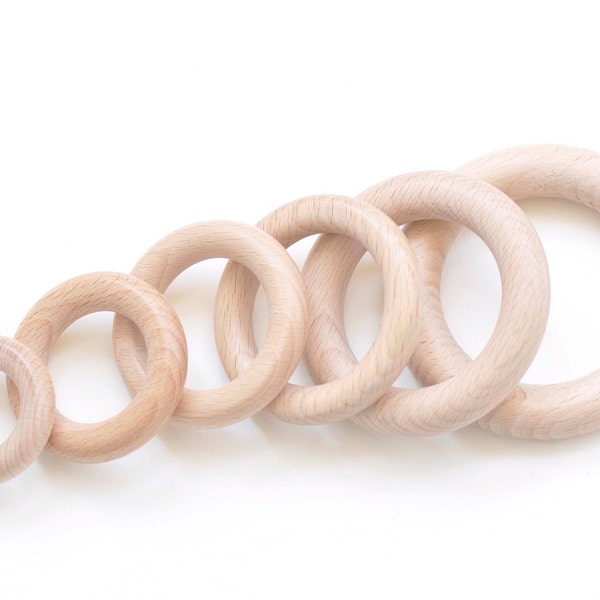 Round Unfinished High Quality Natural Beech Wood Ring Circle 40mm/50mm/55mm/60mm/70mm/80mm