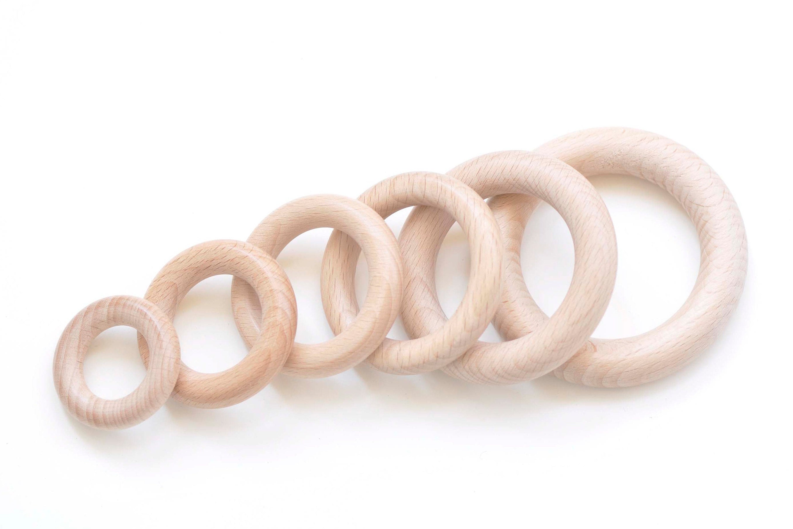 1-100Pcs Thick 65MM Organic Beech Wooden Circle Ring Unfinished