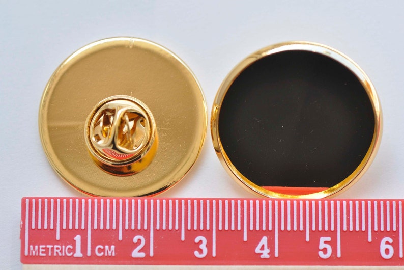 24K Gold Tie Tack Clutch Lapel Pin Brooch Blank Match 25mm Cameo Set de 6 A6355 image 2