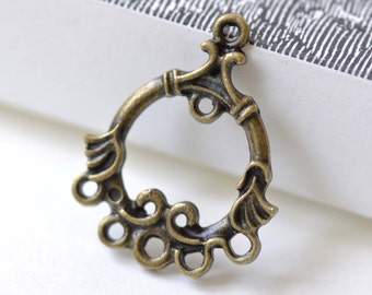 Boucles d'Oreilles Lustre Fantaisie Bronze Antique Connecteur Pendentifs 23x30mm Lot de 10 A7993