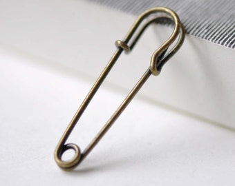 10 pcs Antique Bronze Kilt Pin Safety Pins Brooch 10x60mm A7640