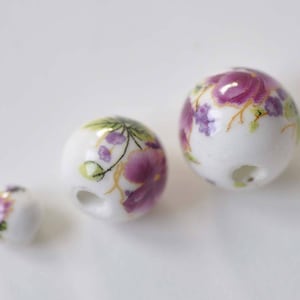 20 perline di ceramica cinese a forma di fiore viola rosato da 6 mm/8 mm/10 mm/12 mm/14 mm/16 mm/18 mm
