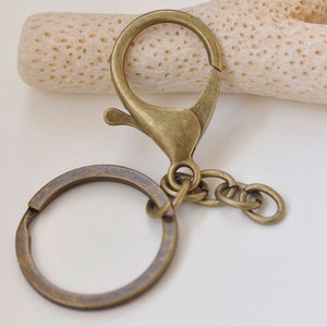 10 pcs Keychain Key Ring With Large Lobster Clasps Extension Chain Antique Bronze/Light Gold/Rhodium image 4