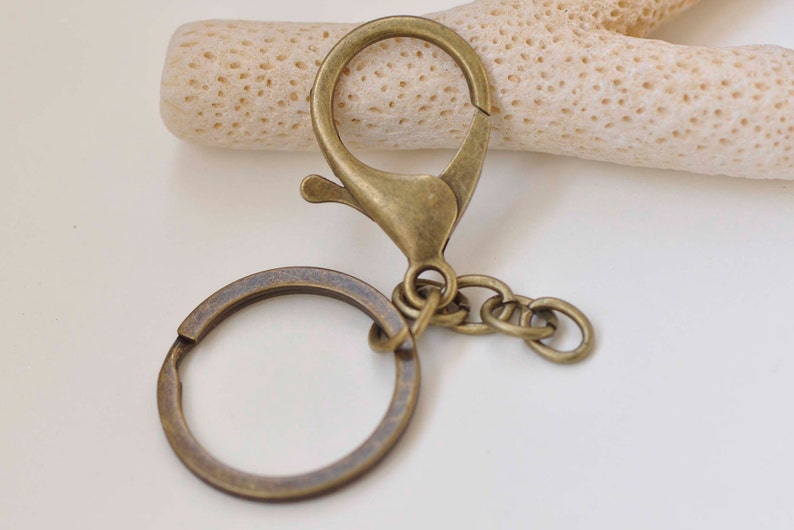 10 pcs Keychain Key Ring With Large Lobster Clasps Extension Chain Antique Bronze/Light Gold/Rhodium image 4