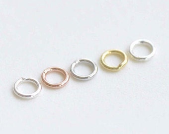 20 pezzi 925 Solida Sterling Argento Chiuso Saldatura Jump Anelli Placcati Argento/Oro/Oro Rosa/Platino/Argento Lucido Taglia 3mm/3.5mm4mm/5mm 24G