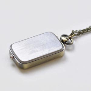 1 PC Time Zone Rectangle Pocket Watch Pendant Gift 27x57mm A8509 image 3