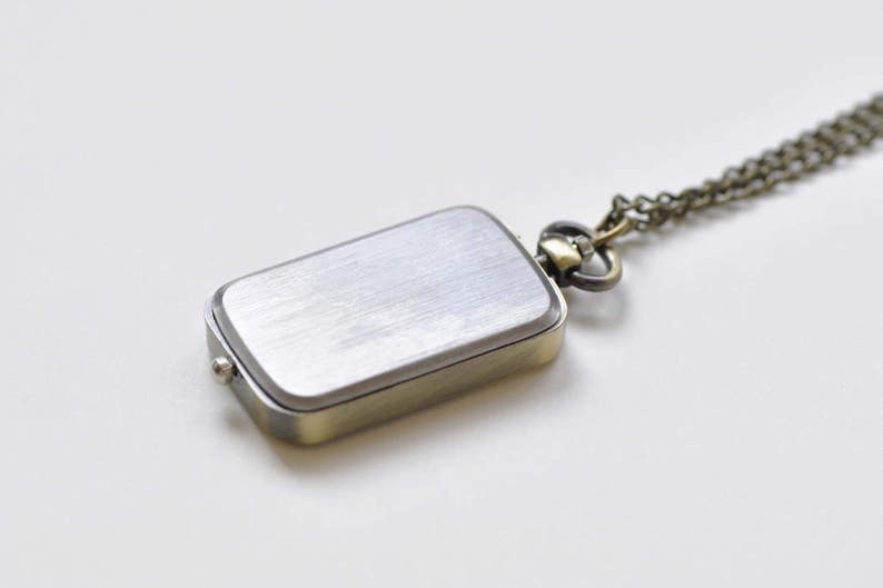 1 PC Time Zone Rectangle Pocket Watch Pendant Gift 27x57mm A8509 image 3
