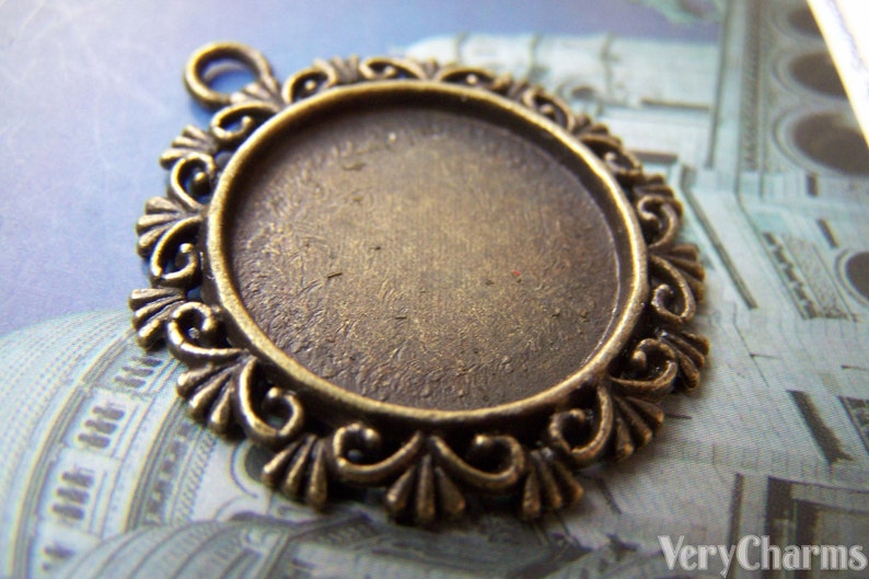 10 pcs of Antique Bronze Round Cameo Base Settings Match 20mm Cabochon A3524