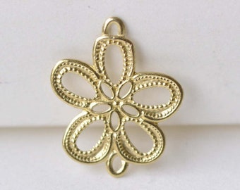 20 pcs Raw Brass Irregular Flower Connector Embellishment 15x18mm A8590