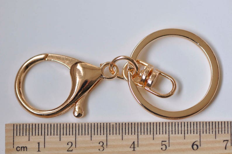 10 pcs Large Keychain Key Ring With Lobster Swivel Clasps for Adding Lanyards Charms Antique Bronze/Light Gold/Rhodium image 5