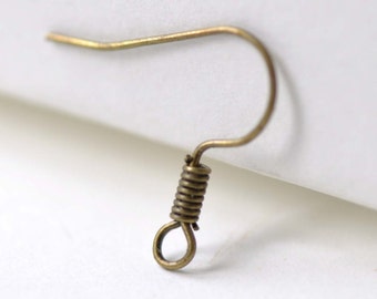 100 pcs of Antiqued Bronze French Hook Simple Design Earwire   14x15mm A4092