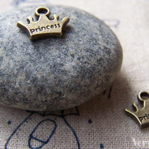 Antique Bronze Crown Princess Charms Double Sided 10x12mm