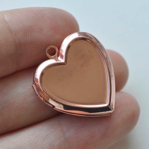 4 pcs Flat Back Bezel Heart Photo Locket Charms Pendants Shiny Gold/Rose Gold/Platinum/Gunmetal/Silver/Brushed Bronze image 6