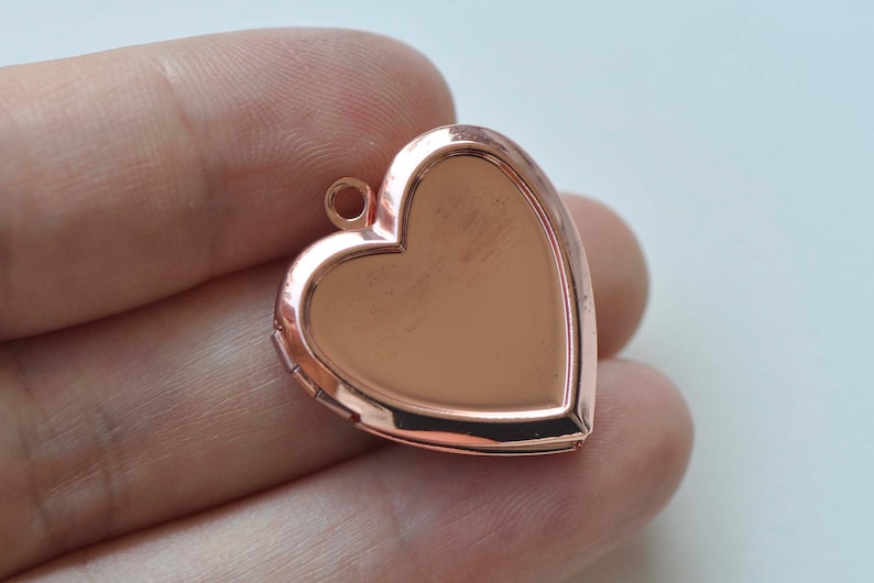 4 pcs Flat Back Bezel Heart Photo Locket Charms Pendants Shiny Gold/Rose Gold/Platinum/Gunmetal/Silver/Brushed Bronze image 6