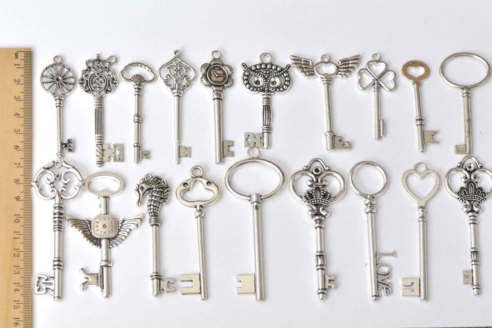 Antique Silver Large Skeleton Key Charms Pendants Collection Etsy