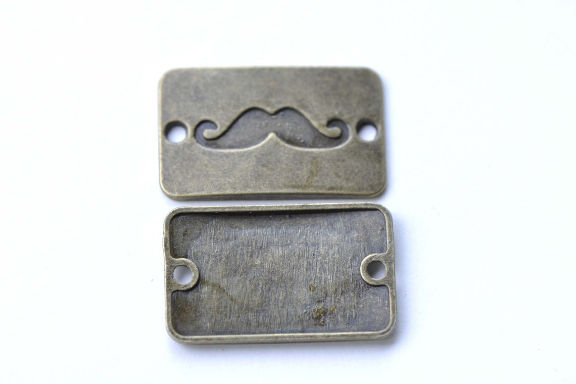 Moustache Connector Antique Bronze Rectangle Bracelet Charms - Etsy