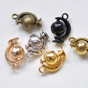 10 pcs Rotating Globe Geography Charms Pendants 12.5x17mm Antique Bronze/Silver/Gold/Light Gold/Shiny Gold/Black