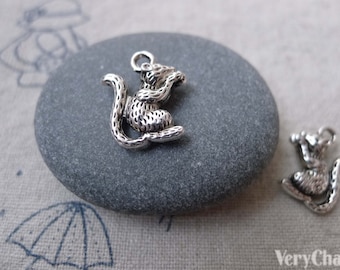 Antique Silver Squirrel Dangle Charms 13x15mm Set of 20 A7558
