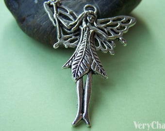 5 pcs of Tibetan Silver Antique Silver Fairy Pendants Charms 39x51mm A1381