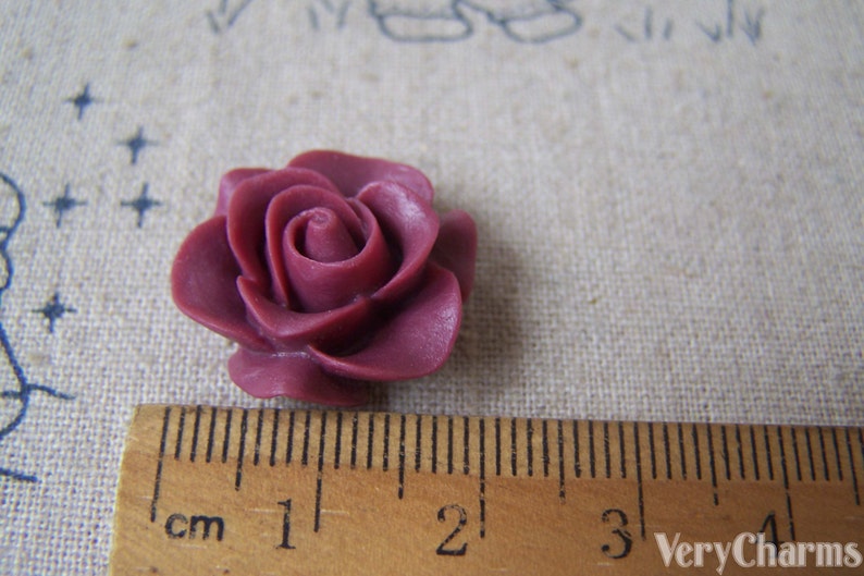 10 Pcs of Resin Dark Red Round Flower Cameo 21mm A4702 - Etsy