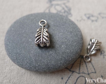Leaf Bail Antique Silver Necklace Jewelry Components Charms 6x14mm Set of 30 A7257