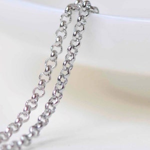 6.6 ft (2m) Silvery Gray Brass Round Rollo Chain Soldered Links  2mm  A2868