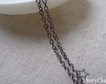 16ft (5m) of Gunmetal Black Steel Oval Cable Chain Link 1.6mm A7229