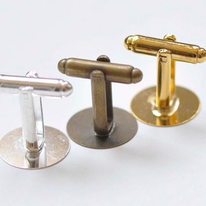 Cuff Link Cufflink Blanks With 15mm Large Pad Set of 10  (5pairs)  Antique Bronze/Silver/Gold