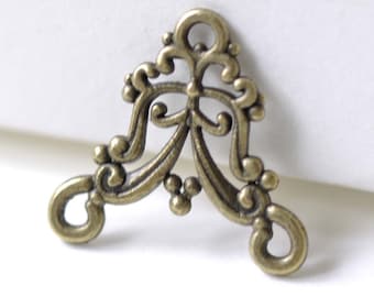 Lustre, boucles d'oreilles, bronze antique, connecteur pendants 21 x 22 mm, lot de 20 A8016
