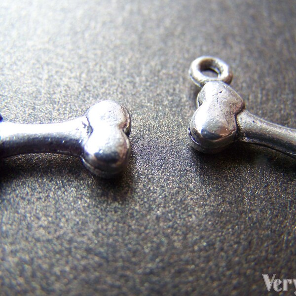 Plata perro hueso encantos plata antigua ornamento 7.5x18mm conjunto de 20 piezas A2384