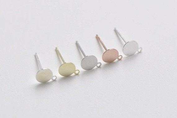 20pcs 925 Silver Flat Earring Post Pin Ear Stud DIY Earrings Findings  4/5/6/8mm