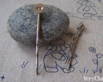 Bobby Pin Blanks with 8mm Glue Pad Silvery Gray Wavy Hair Clips 42mm Set of 50 pcs A2385