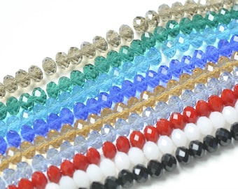 One Strand Faceted Rondelle Crystal Glass Abacus Beads 8x10mm