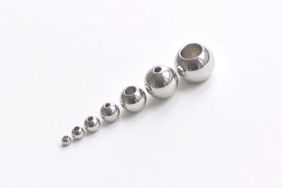 50 pcs Stainless Steel Seamless Round Loose Beads Smooth Spacer Beads 3mm/4mm/5mm/6mm/8mm/10mm/12mm