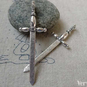 10 pcs of Antique Silver Sword Charms Pendants 19x59mm A6492