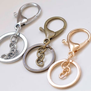 10 pcs Keychain Key Ring With Large Lobster Clasps Extension Chain Antique Bronze/Light Gold/Rhodium